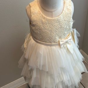 Cream dress with overcoat